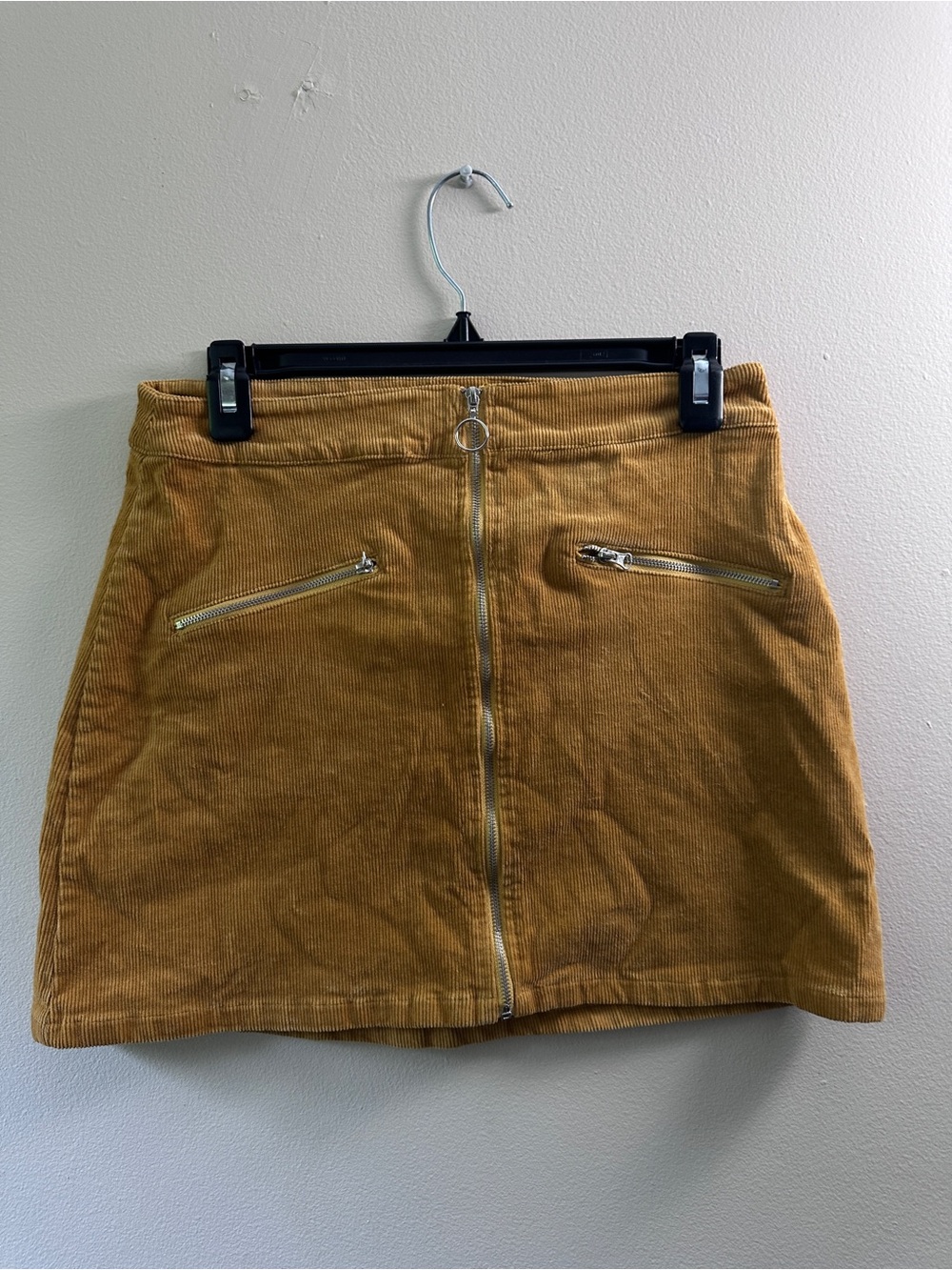 Rue21 Mustard Yellow Corduroy Mini Skirt Zip Front Size M Boho Fall